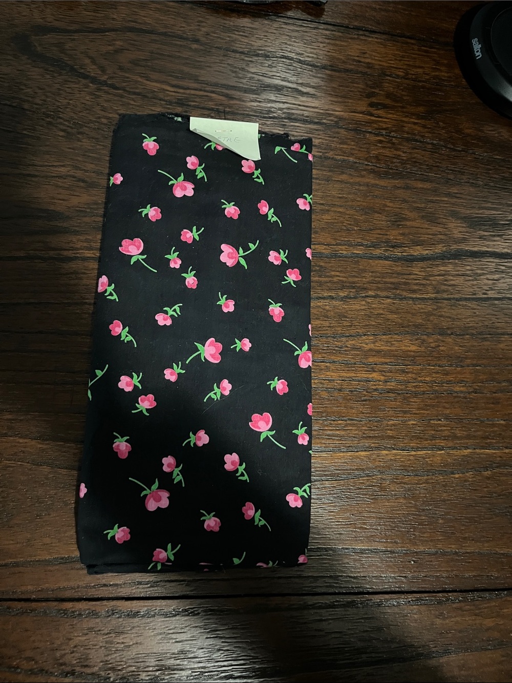 Sewing Fabric for Quilting, Crafts Black Material with Pink Floral Print